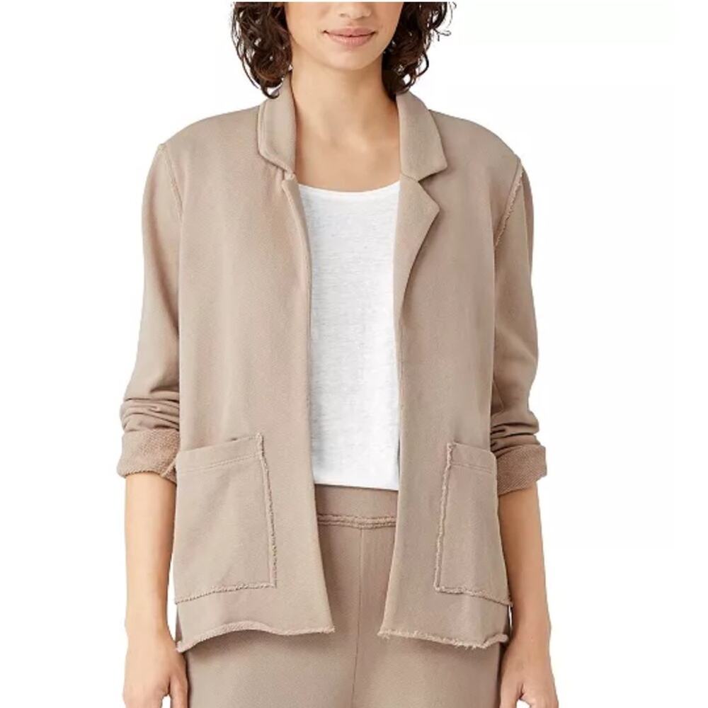 Eileen Fisher 100% Organic Cotton Organic Open-Front Blazer Office Wear Size XS - Picture 6 of 13